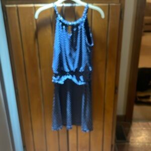 Fun polka dot navy and white sun dress